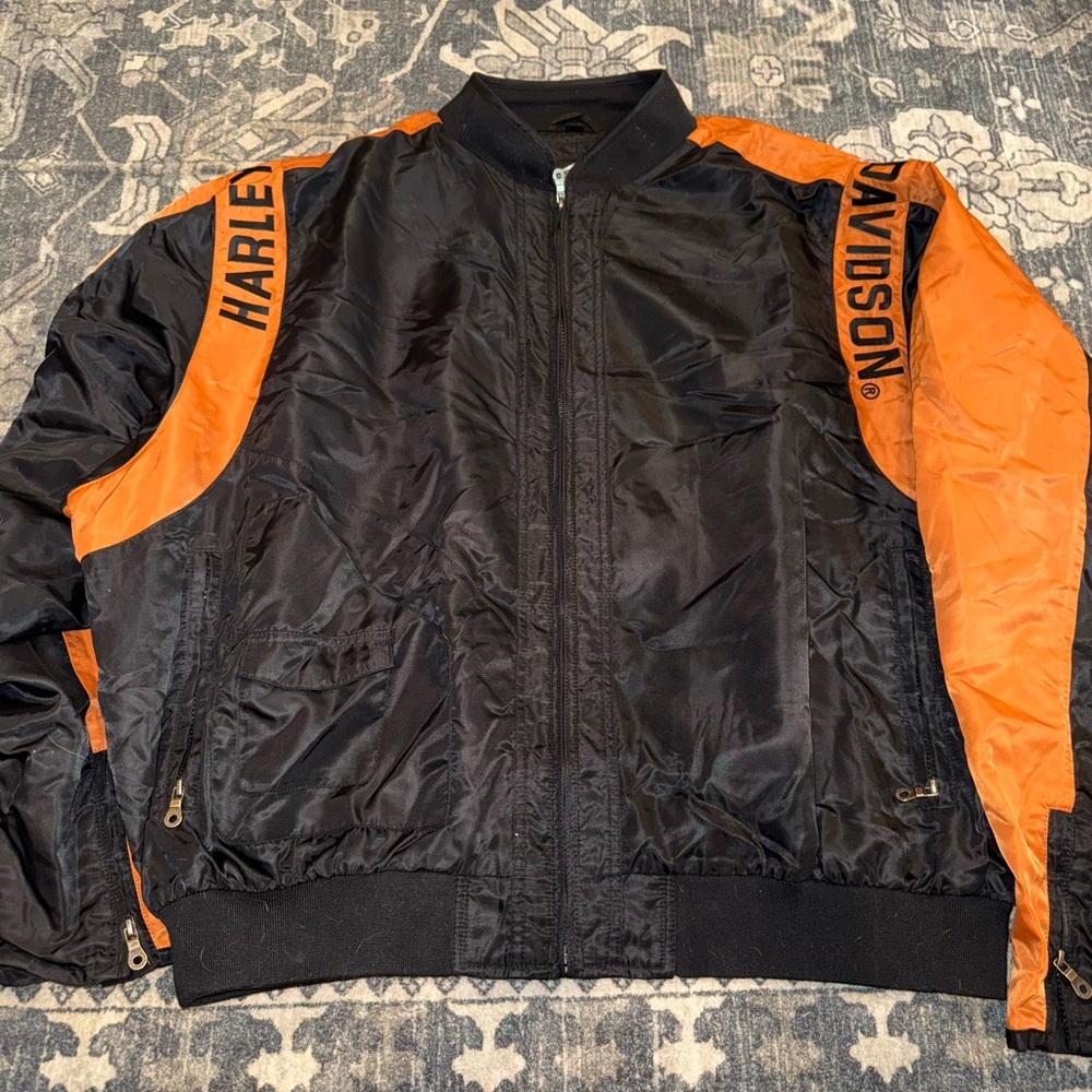 Harley-Davidson Men’s Riding Jacket – Black & Orange – Size 3XL – Mesh Lined